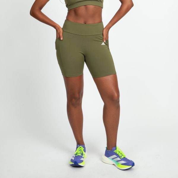 Verde Shorts Corrida De Poliamida Com Bolso