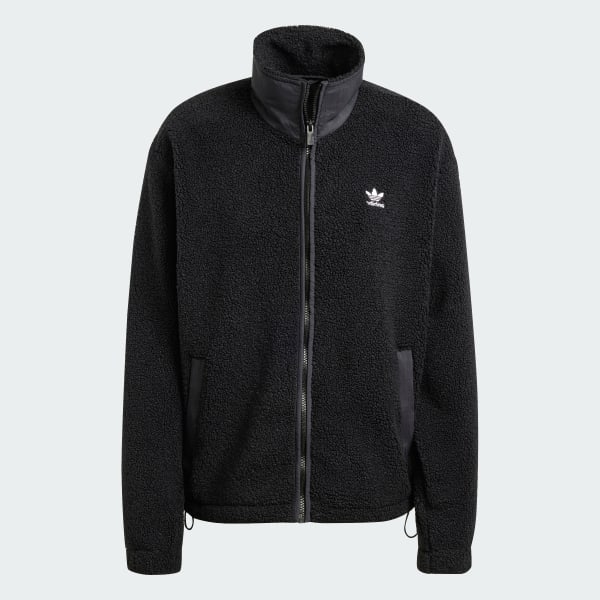 Black teddy fleece jacket shop