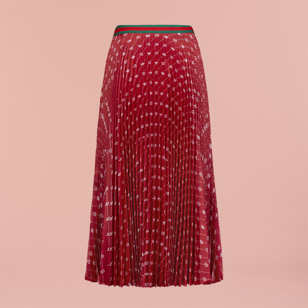 Red adidas x Gucci Satin Pleated Skirt BUI06
