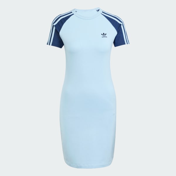adidas Adicolor 3-Stripes Raglan Short Sleeve Dress - Blue