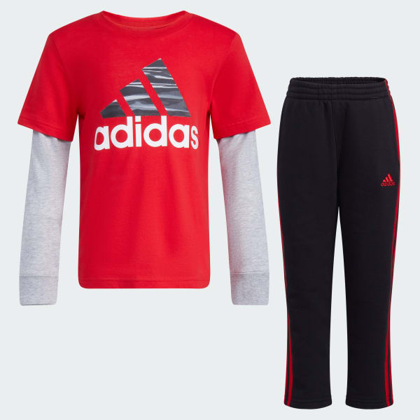 Red adidas fleece pants hot sale