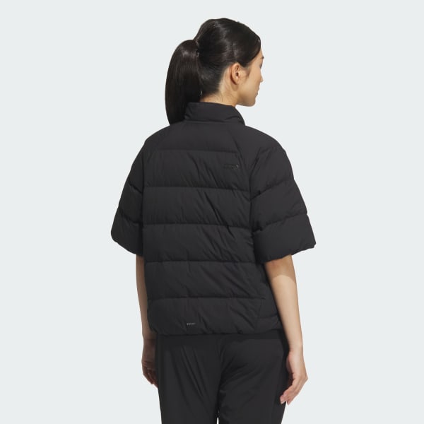 Black 쇼트 슬리브 다운 폰초