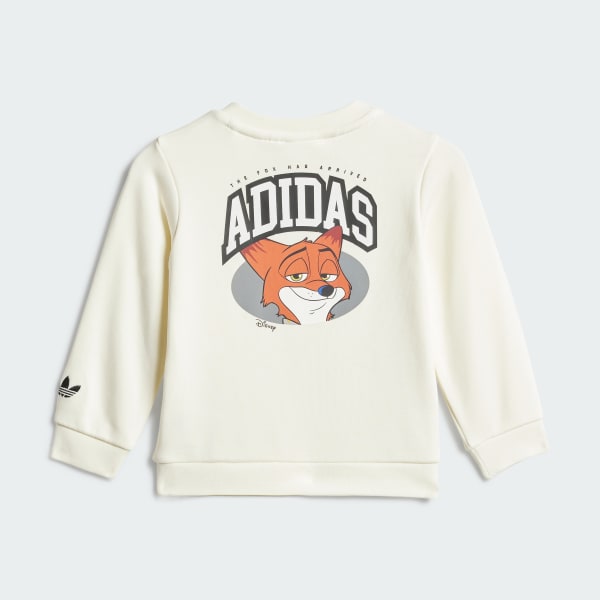 สีขาว เสื้อคอกลมและกางเกง Adidas Disney สำหรับเด็ก