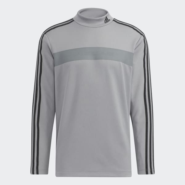 สีเทา เสื้อแขนยาวคอสูง AEROREADY 3-Stripes