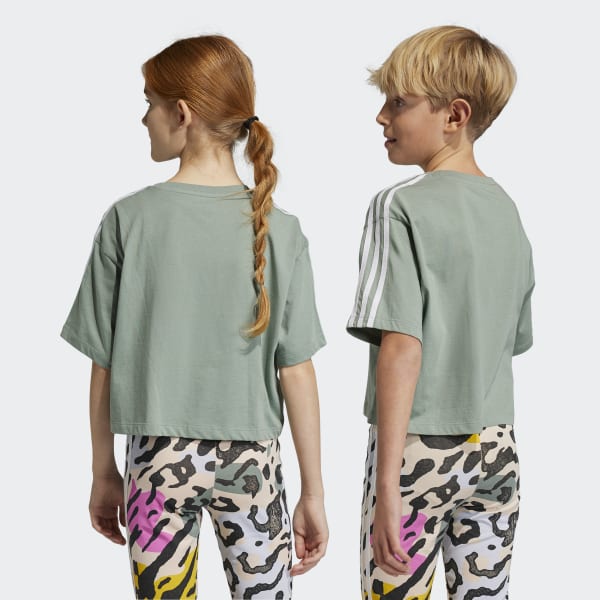Zielony Animal Print Crop Tee