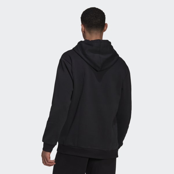 Noir Sweat-shirt à capuche en molleton avec grand logo Essentials IS109