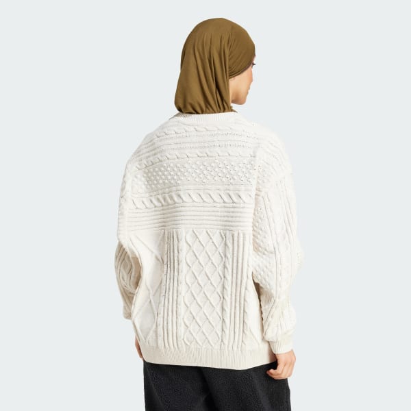 White 70s Trefoil Sweater