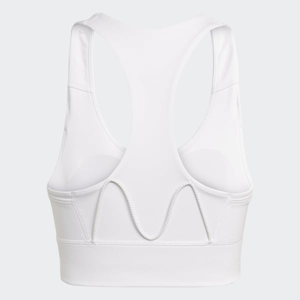 Blanco Top Deportivo de Running con Bolsillos Soporte Medio