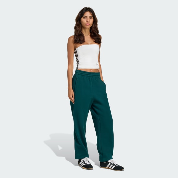 Verde Calças Largas em Fleece Essentials