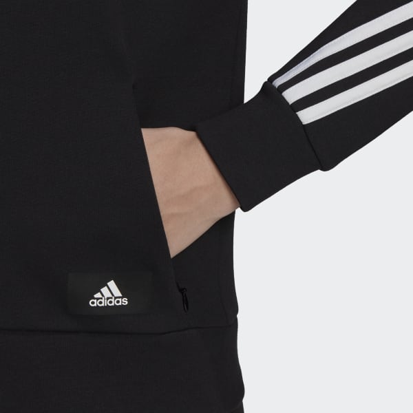 Black adidas Sportswear Future Icons 3-Stripes Hooded Track Top T4530