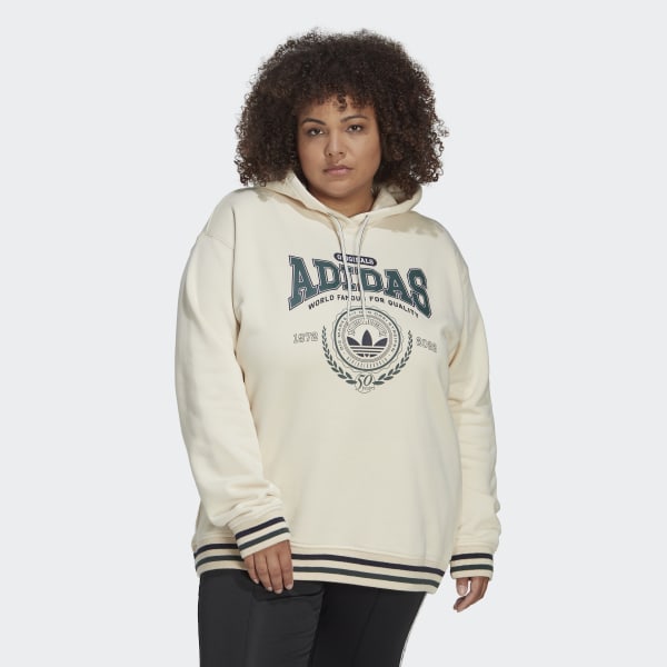 bézová Mikina s kapucňou adidas Originals Class of 72 (plus size) MMR76