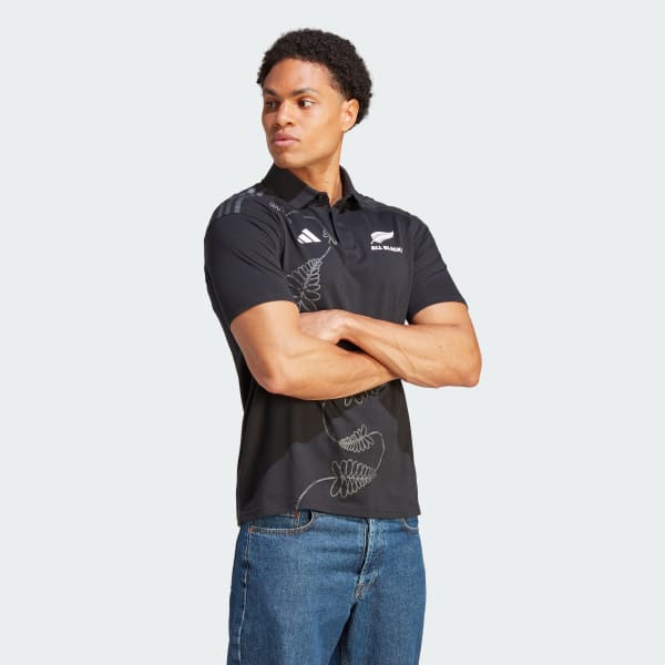 Black All Blacks Rugby Polo Shirt