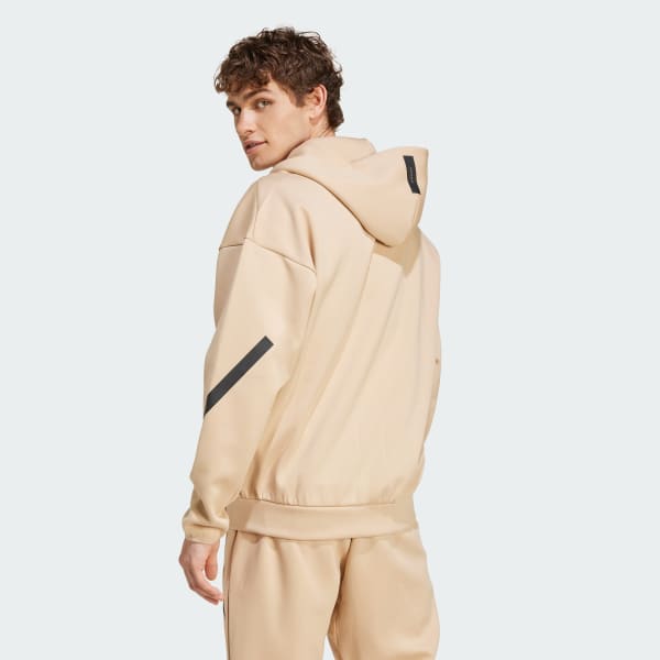 Beige Z.N.E. Full-Zip Hooded Träningsjacka