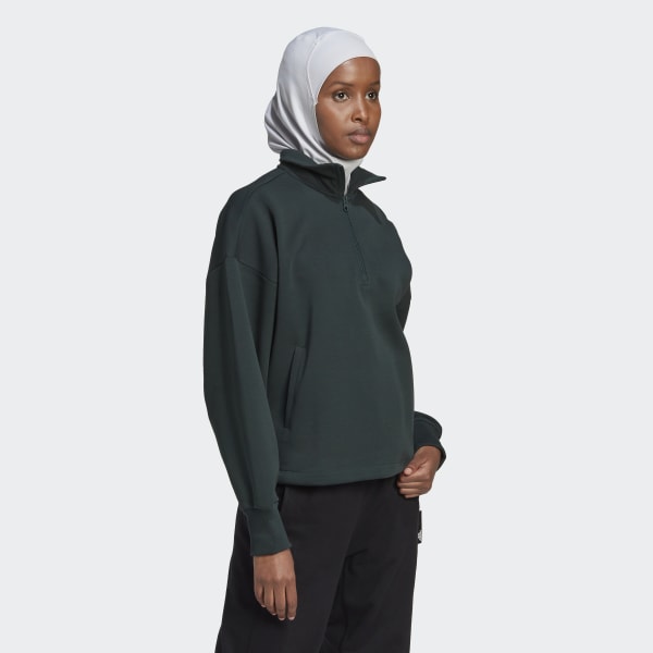 zelená Mikina Future Icons Badge of Sport Quarter-Zip W6697