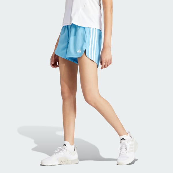 Azul Shorts Pacer Training 3 Franjas Tejidos Corte Alto
