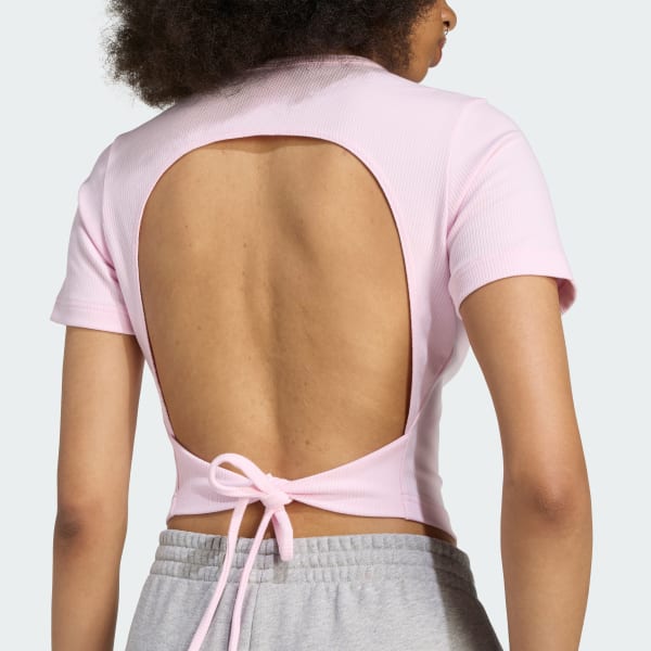 【ADIDAS】Cutout Ribbed Tee - Pink / KE3737 adidas Originals Cut Out Rib Tee Women's Casual Lifestyle T