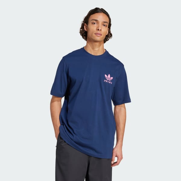 Biru Kaus Grafis Kemasan Jus Jepang