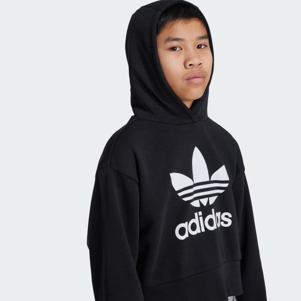 Adidas adicolor black cropped hoodie sales