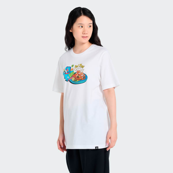 สีขาว เสื้อกราฟฟิกผัดไทย