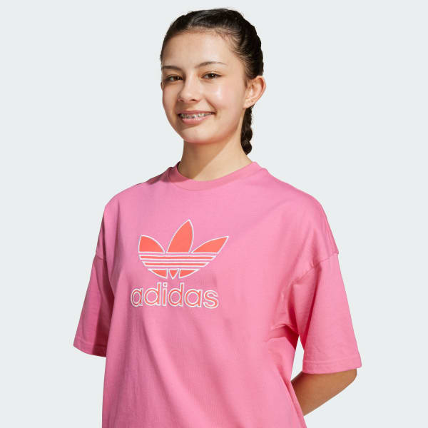 Tシャツ・カットソー ADIDAS Washed Oversized Trefoil Tee 4FK1297 adidas Oversize Trefoil Tee - Red | Free Shipping with