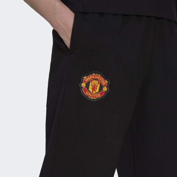 zwart Manchester United Essentials Trefoil Fleece Joggingbroek BV884