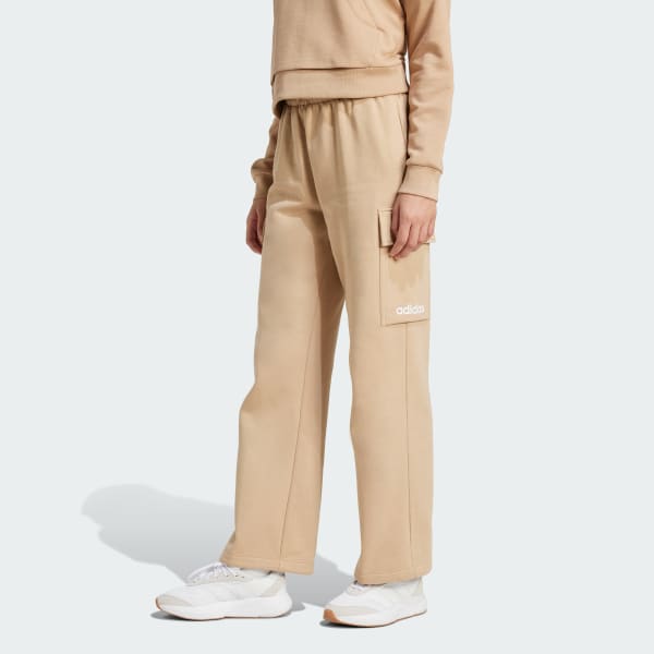 Brown Essentials Linear Fleece Cargo Joggers