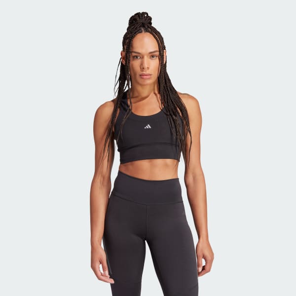 Negro Top Deportivo Run Pocket Soporte Medio