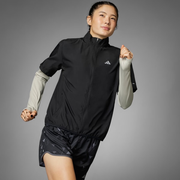 Negro Chaqueta de Manga Corta Run It