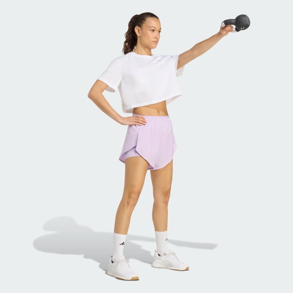 สีม่วง กางเกงขาสั้นดีไซน์ทูอินวัน Designed for Training