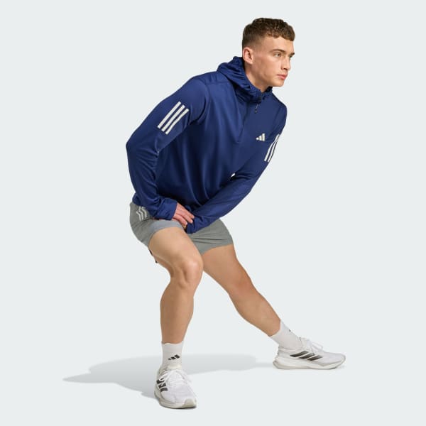 Blue Own The Run Winterized Hooded Half-Zip