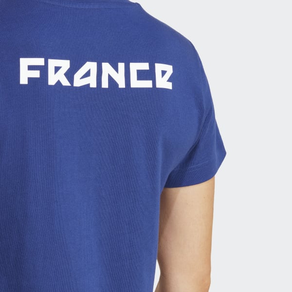 modrá Tričko France Cotton Graphic