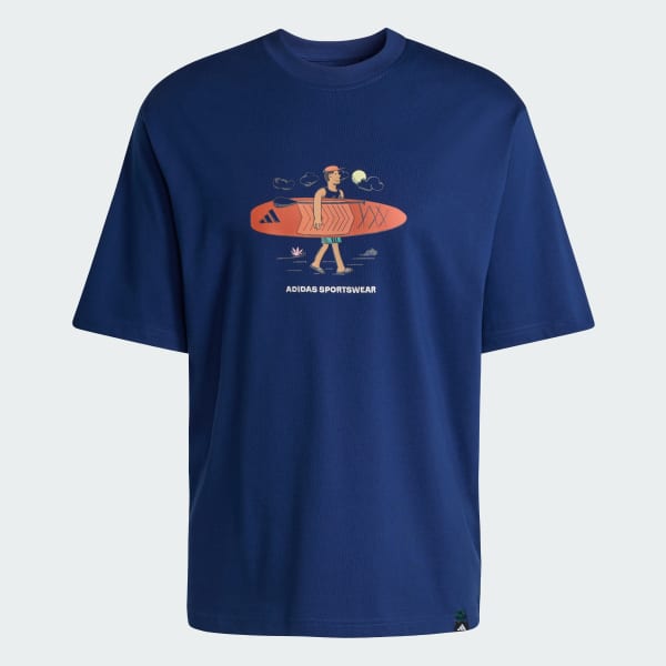 Blue DOODLE STAND-UP PADDLE GRAPHIC T-SHIRT