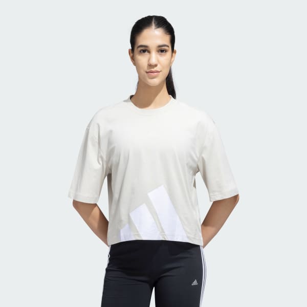 Beige Bold Logo Single Jersey Boyfriend Tee