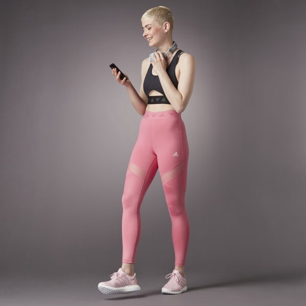 adidas Hyperglam High-Rise Long Tights - Pink, Women's Training