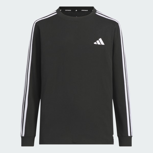 ブラック エッセンシャルズ プラス レギュラーフィット スリーストライプス 長袖Tシャツ キッズ