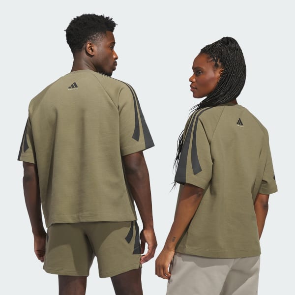 Zielony Bluza z krótkim rękawem adidas Basketball (neutralna płciowo)