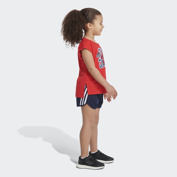 Red Graphic Tee and Shorts Set