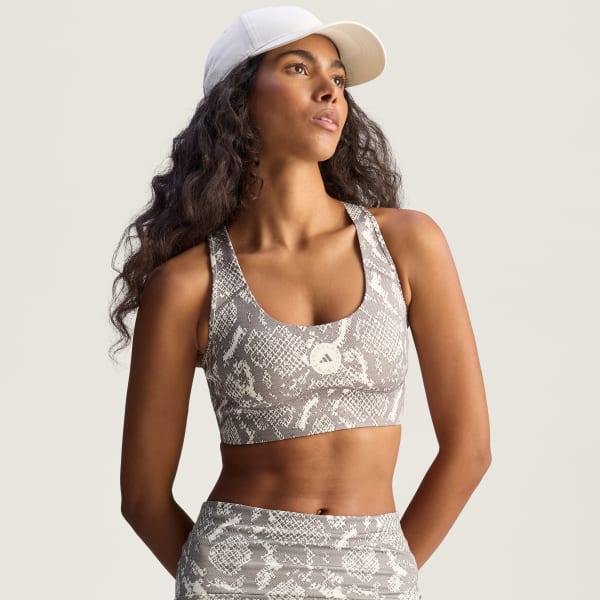 bézová Poprsenka adidas By Stella McCartney Power Impact Training Medium Support Printed