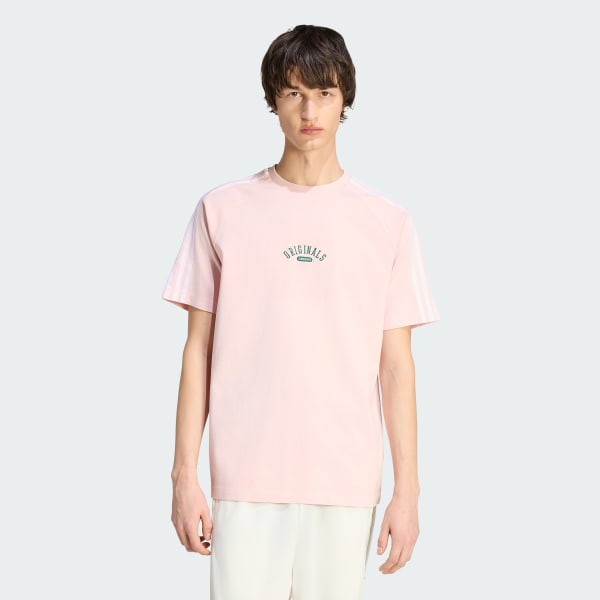 Pink ADIDAS ORIGINALS - WASHED GRAPHICS RINGER TEE