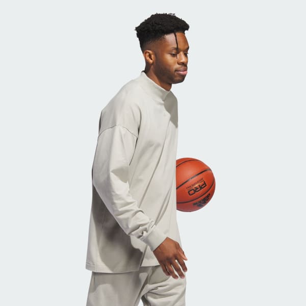 Beige adidas Basketball Long-Sleeve Top