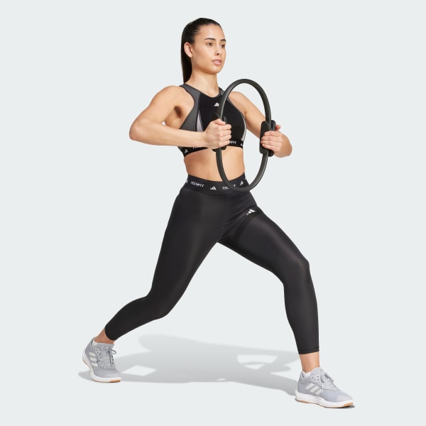 Negro Top Deportivo Techfit Cuello Alto Soporte Medio Colorblock