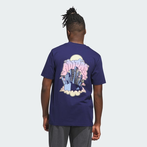 Bleu Nostalgia City Graphic Tee des années 90
