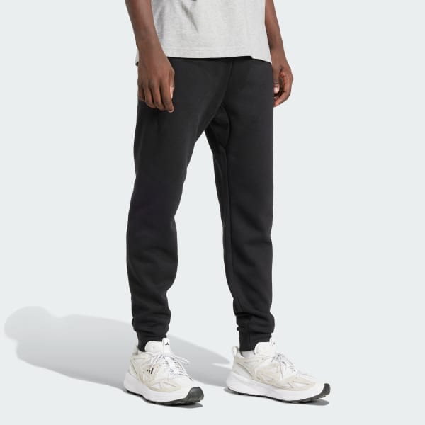 Black Essentials Linear Fleece Pants Cuffed