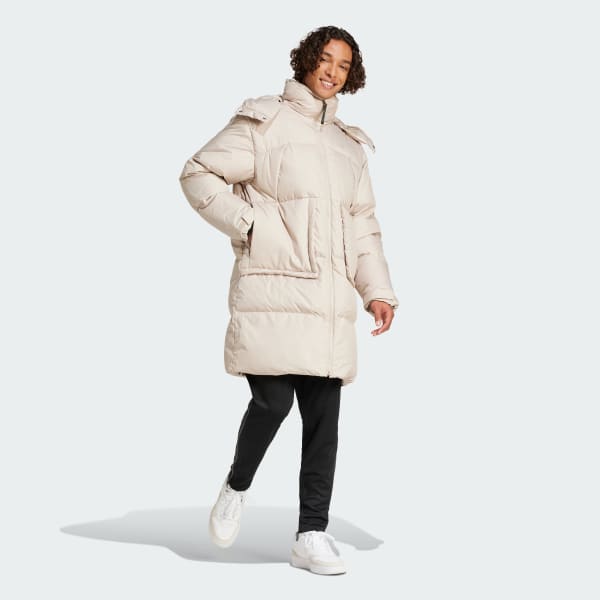 adidas Big Baffle Down Coat Beige Free Shipping with adiClub adidas Canada