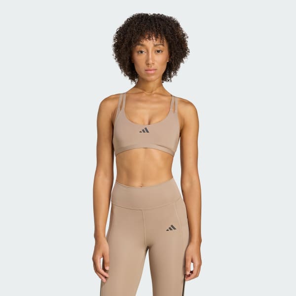 Marrom Top Esportivo Aeroimpact Luxe Training Light-Support