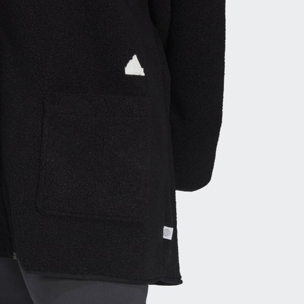 Svart Polar Fleece Long Hooded Treningsoverdel (store størrelser) H8107