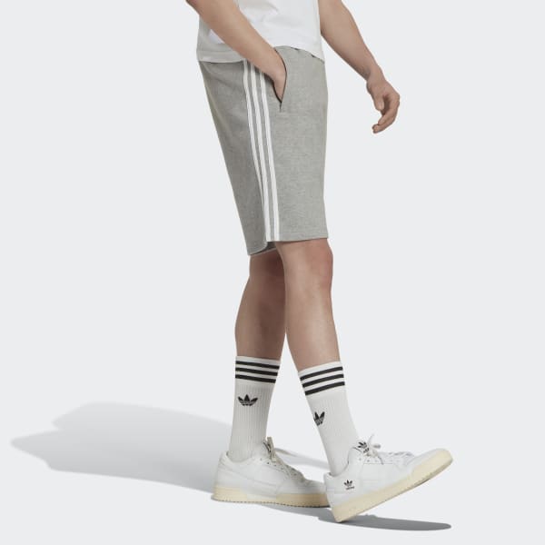 adidas grey 3 stripe shorts