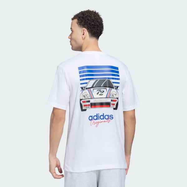 White adidas Originals Trefoil Car Tee