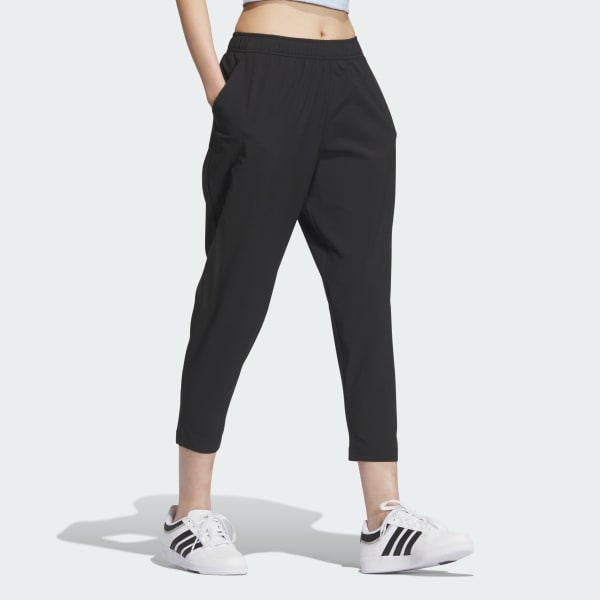 ブラック ウーブン クロップ パンツ