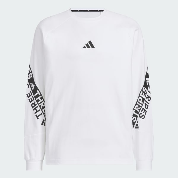 White 워딩 팩 루스 핏 롱 슬리브 티